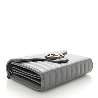 Calfskin Matelasse Aria GG Marmont Chain Wallet Deep Grey