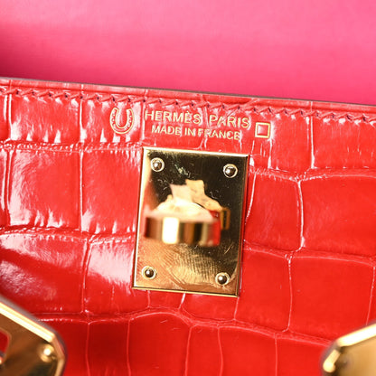 Shiny Alligator Horseshoe Mini Kelly Sellier 20 Rouge de Coeur Rose Mexico