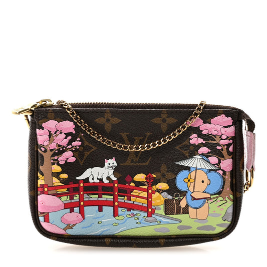 Monogram 2021 Christmas Animation Japanese Garden Mini Pochette Accessories Wisteria Pink