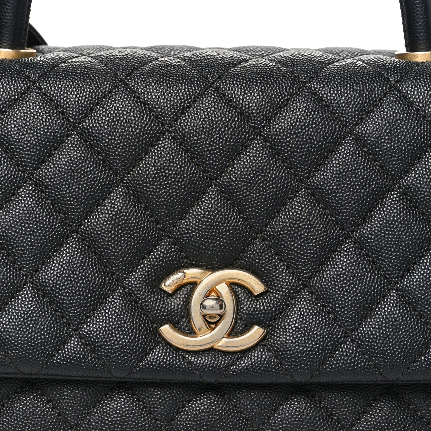 Caviar Quilted Small Coco Chain Handle Flap Black