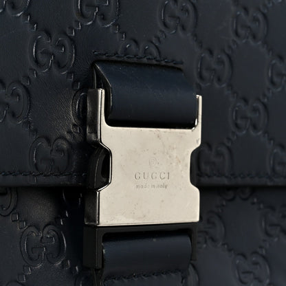Guccissima Signature Single Buckle Flap Messenger Bag Navy