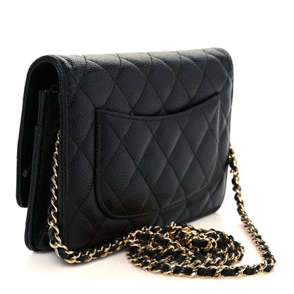 Caviar Quilted Wallet On Chain WOC Black