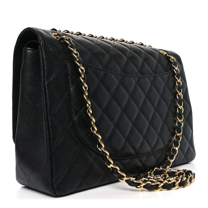 Caviar Quilted Maxi Double Flap Black