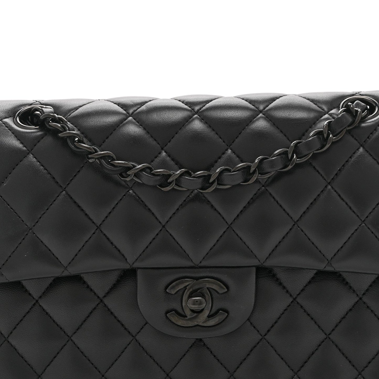 Lambskin Quilted Small Double Flap So Black