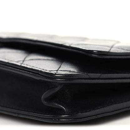 Lambskin Quilted Wallet On Chain WOC Black