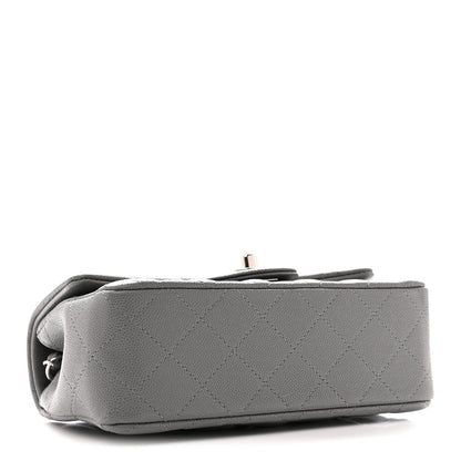Caviar Quilted Mini Rectangular Flap Grey