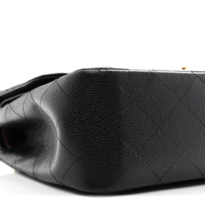 Caviar Quilted Jumbo Double Flap Black