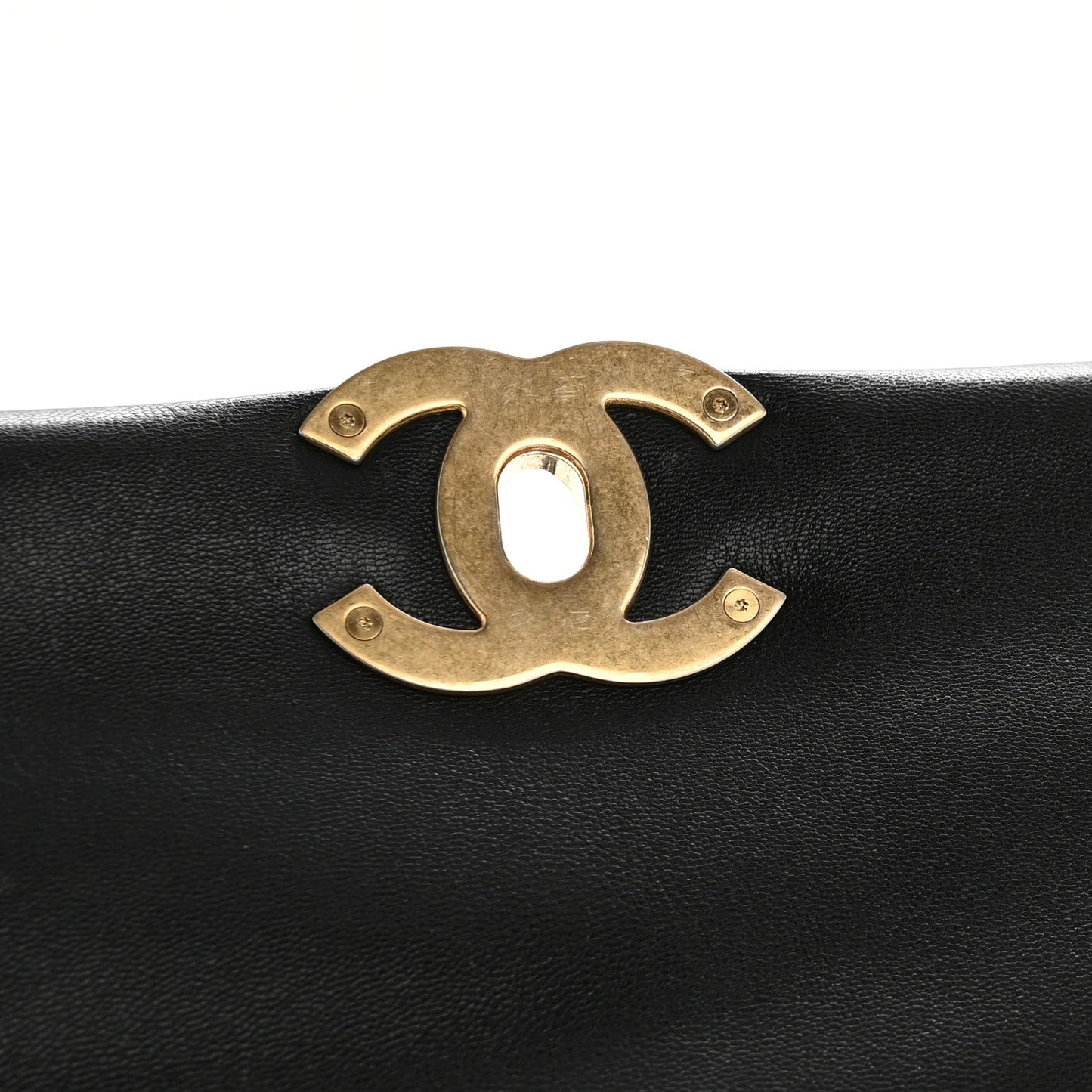 Shiny Goatskin Quilted Large Chanel 19 Flap Black