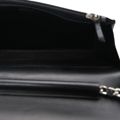 Lambskin Camellia Studded Wallet on Chain WOC Black