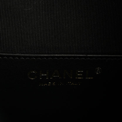 Shiny Crumpled Calfskin Quilted Medium Chanel 25 Handbag Black