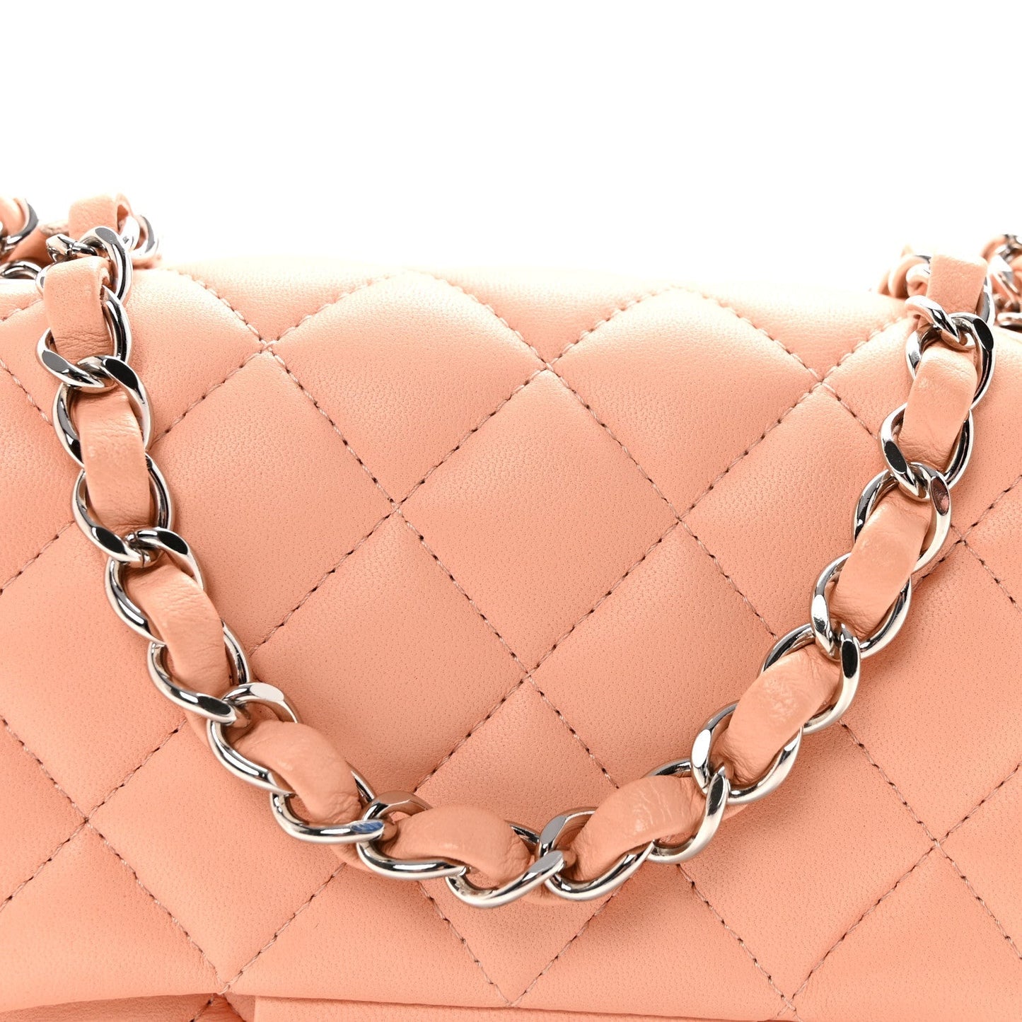 Lambskin Quilted Mini Square Flap Light Pink