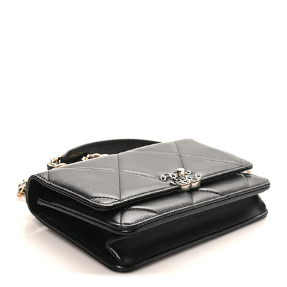 Lambskin Quilted Chanel 19 Wallet On Chain WOC Black