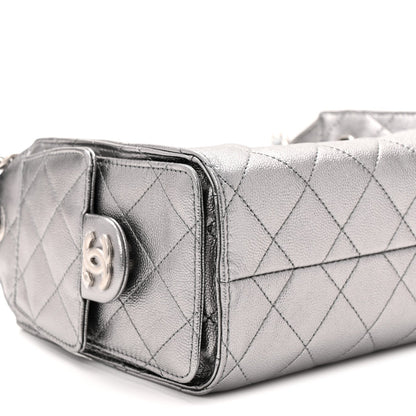 Metallic Caviar Quilted Mini Chanel 25 Handbag Anthracite