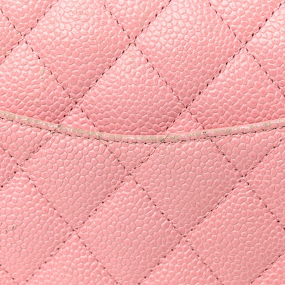 Caviar Quilted Medium Double Flap Light Pink