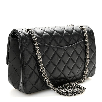 Aged Calfskin Quilted 2.55 Reissue 225 Flap Black