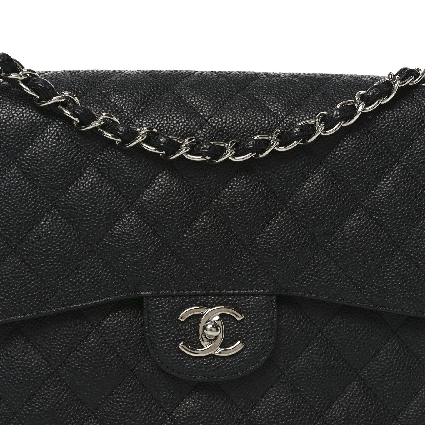Caviar Quilted Jumbo Double Flap Black