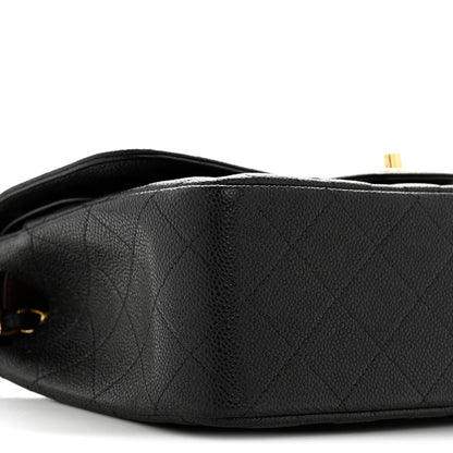 Caviar Quilted Jumbo Double Flap Black