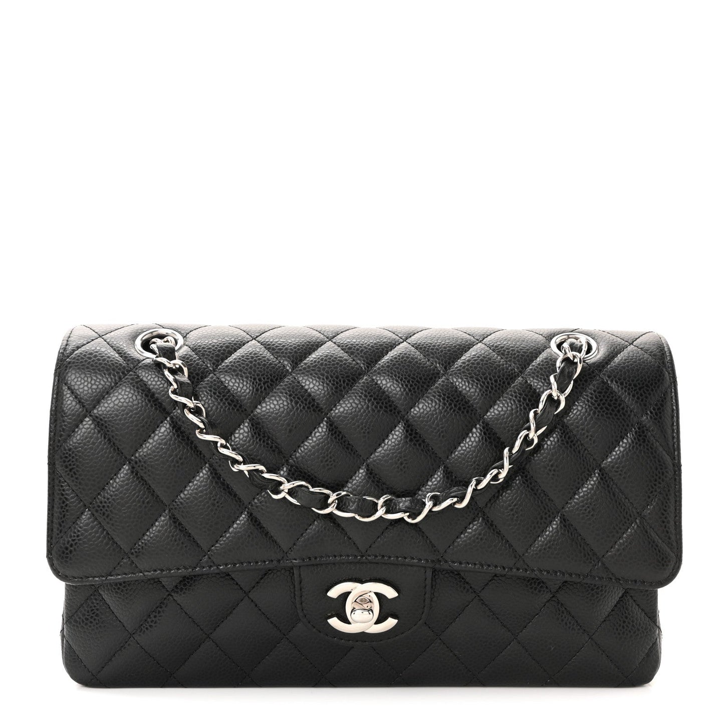 Caviar Quilted Medium Double Flap Black