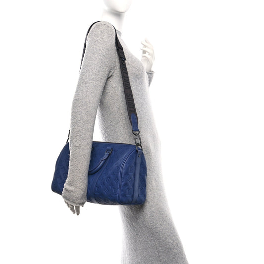 Monogram Taurillon Keepall Bandouliere 35 Blue