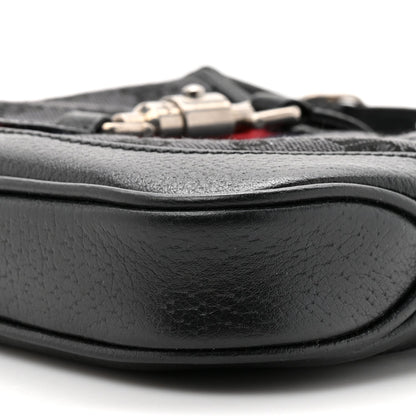 X BALENCIAGA BB Monogram Calfskin Web Mini Jackie 1961 Hobo Black