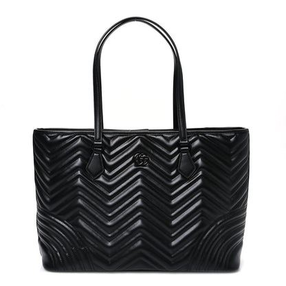 Calfskin Matelasse Monochrome Large GG Marmont Tote Bag Black