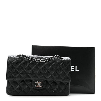 Caviar Quilted Medium Double Flap Black