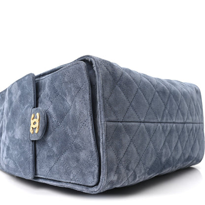 Suede Quilted Medium Chanel 25 Handbag Blue