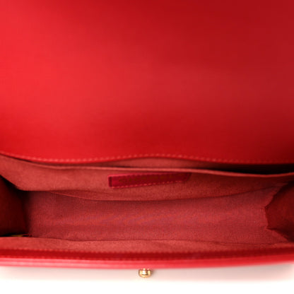 Caviar Quilted Medium Boy Flap Red