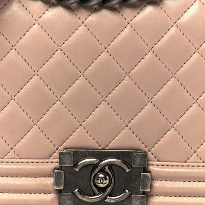 Lambskin Quilted Medium Boy Flap Light Pink