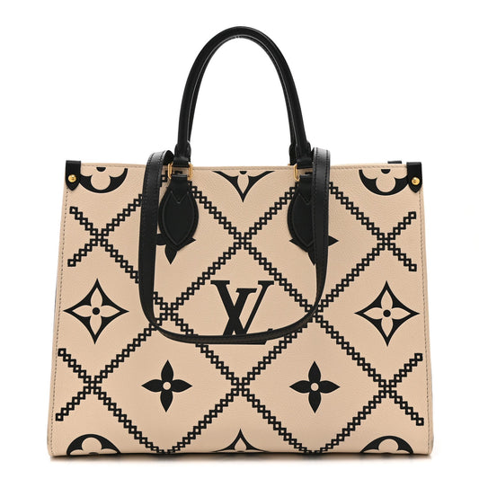 Empreinte Monogram Giant Broderies Onthego MM Cream Black