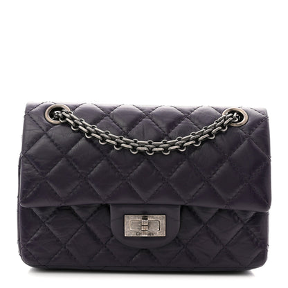 Aged Calfskin Quilted 2.55 Reissue Mini Flap Dark Purple