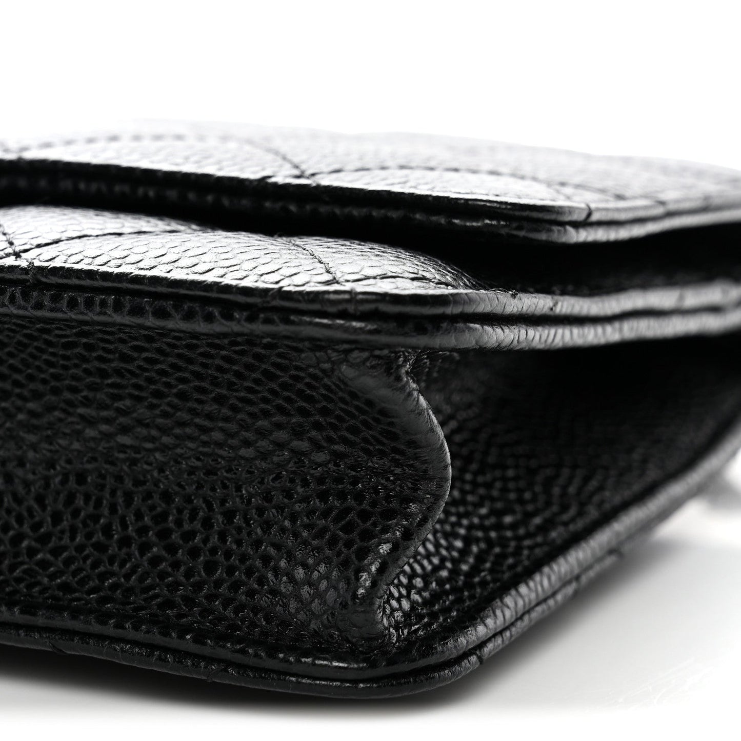 Caviar Quilted Wallet on Chain WOC Black