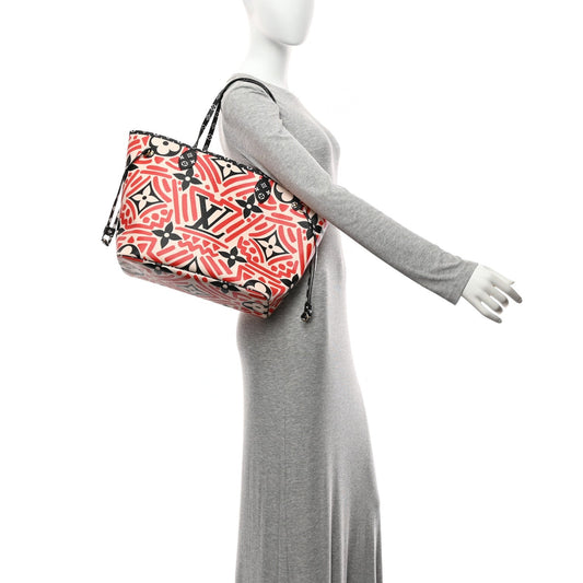 Monogram Giant Crafty Neverfull MM Creme Rouge Black