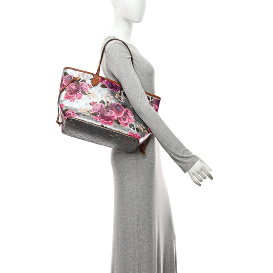 Metallic Monogram LV Garden Neverfull MM  Silver