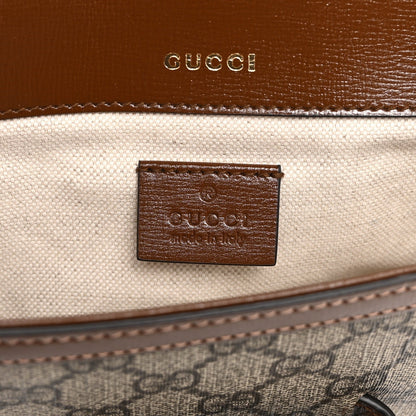 GG Supreme Monogram Web Mini Horsebit 1955 Shoulder Bag Beige Brown Sugar
