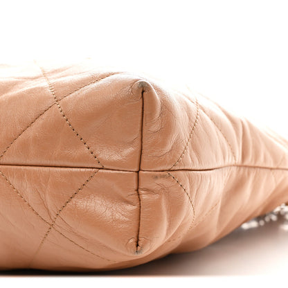Shiny Calfskin Quilted Small Chanel 22 Beige