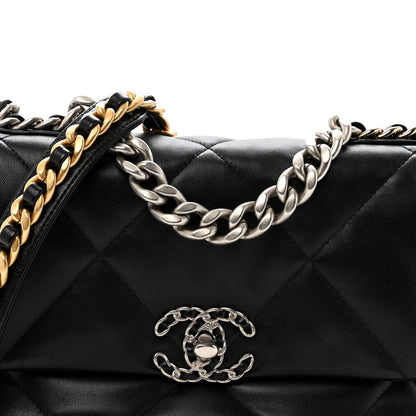 Lambskin Quilted Medium Chanel 19 Flap Black