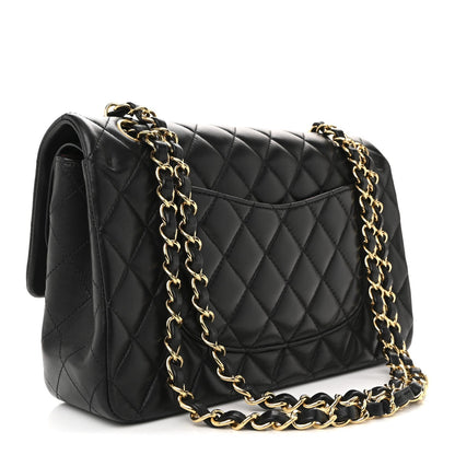 Lambskin Quilted Medium Double Flap Black