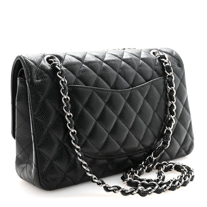 Caviar Quilted Medium Double Flap Black