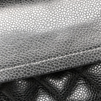 Caviar Quilted Medium Double Flap Black