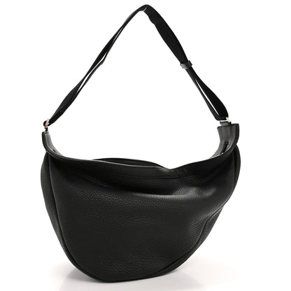 Grained Calfskin Large Slouchy Banana Bag Black