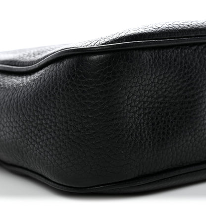 Pebbled Calfskin Small Soho Disco Bag Black