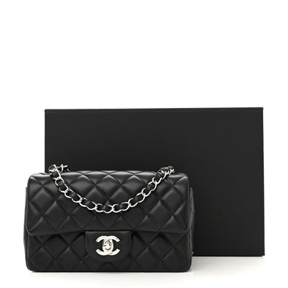 Lambskin Quilted Mini Rectangular Flap Black