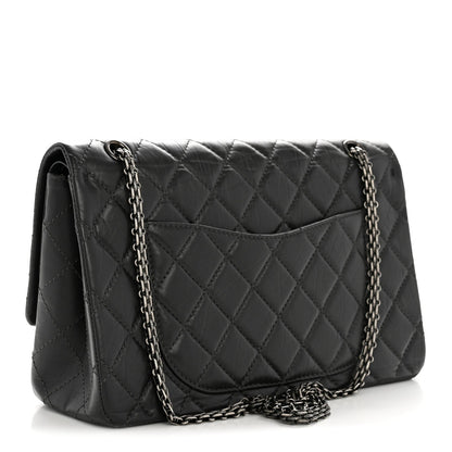 Aged Calfskin Quilted 2.55 Reissue 227 Flap Dark Grey