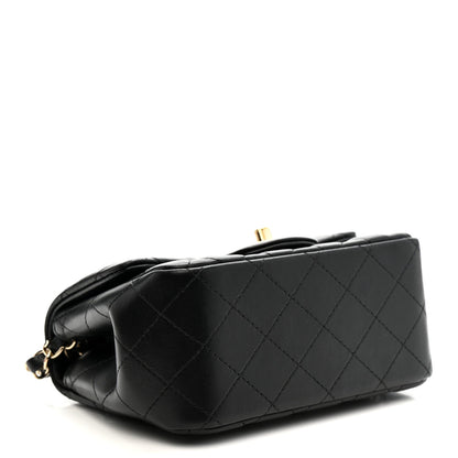 Lambskin Quilted Mini Square Flap Black