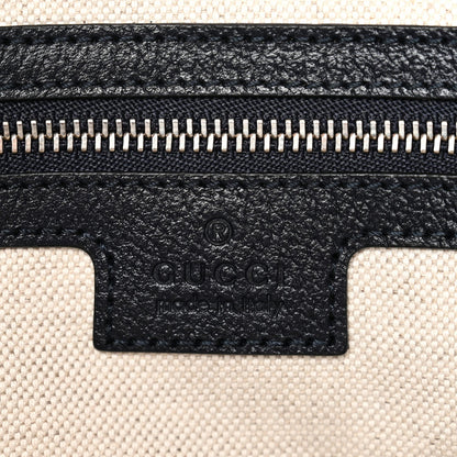 GG Supreme Monogram Textured Calfskin Web Large Attache Shoulder Bag Beige Blue