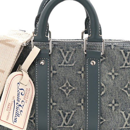 Monogram Washed Denim Keepall Bandouliere 25