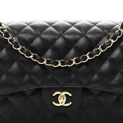 Caviar Quilted Jumbo Double Flap Black