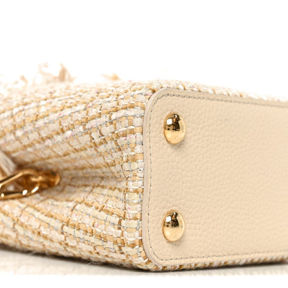 Tweed Taurillon Capucines BB Beige