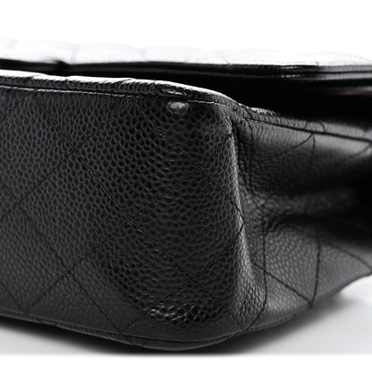 Caviar Quilted Medium Double Flap Black